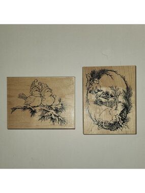 Stampendous Christmas Cottage Winter Birds O Christmas Tree Stamps 4x5 Rubber
